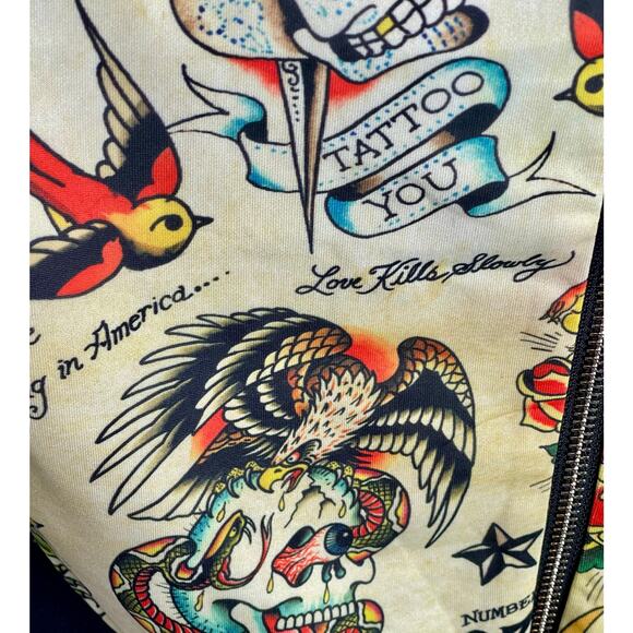 NWT Ed Hardy Y2k Shruken Flashboard multi track bomber jacket yellow black SMALL - Picture 12 of 15